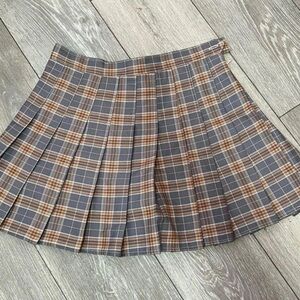 Chic Plaid Mini Skirt in Gray and Orange